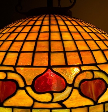 Tiffany Studios "Red Vine Border" Chandelier